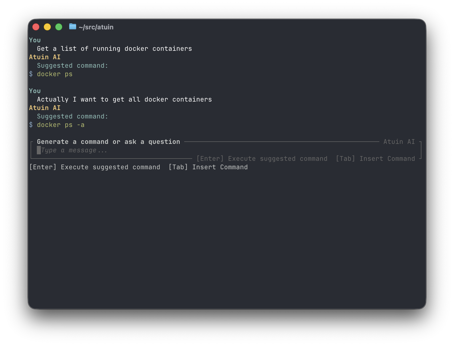 Basic Atuin AI refinement usage